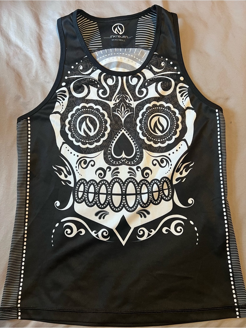 INKnBURN Black and White Sugar Skull Tank Top